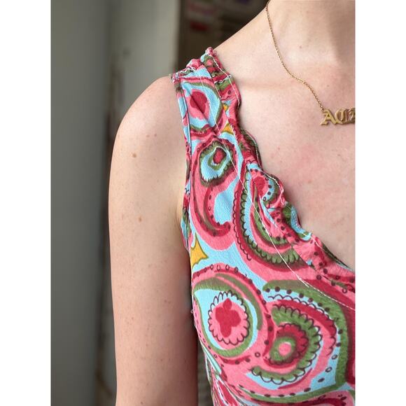 Vintage 90s Slip Dress | Paisley Boho Print | Rayon Bias Cut | Size S - Picture 6 of 8